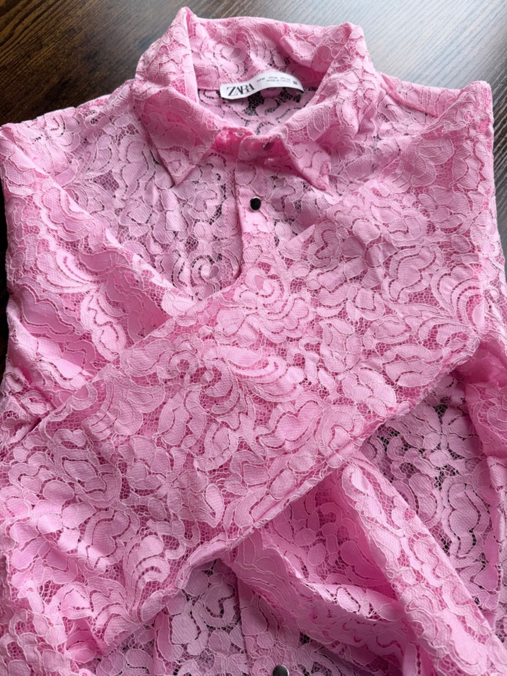 Zara pink lace blouse size medium